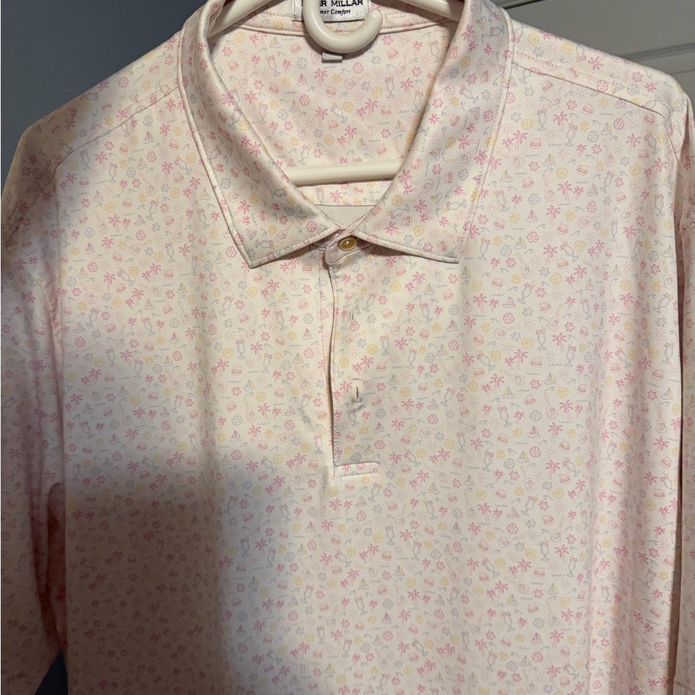 Peter Millar Pale  Polo with Tiny Multi-Color Summer Prints